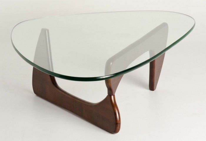 Table basse bois et verre ovale