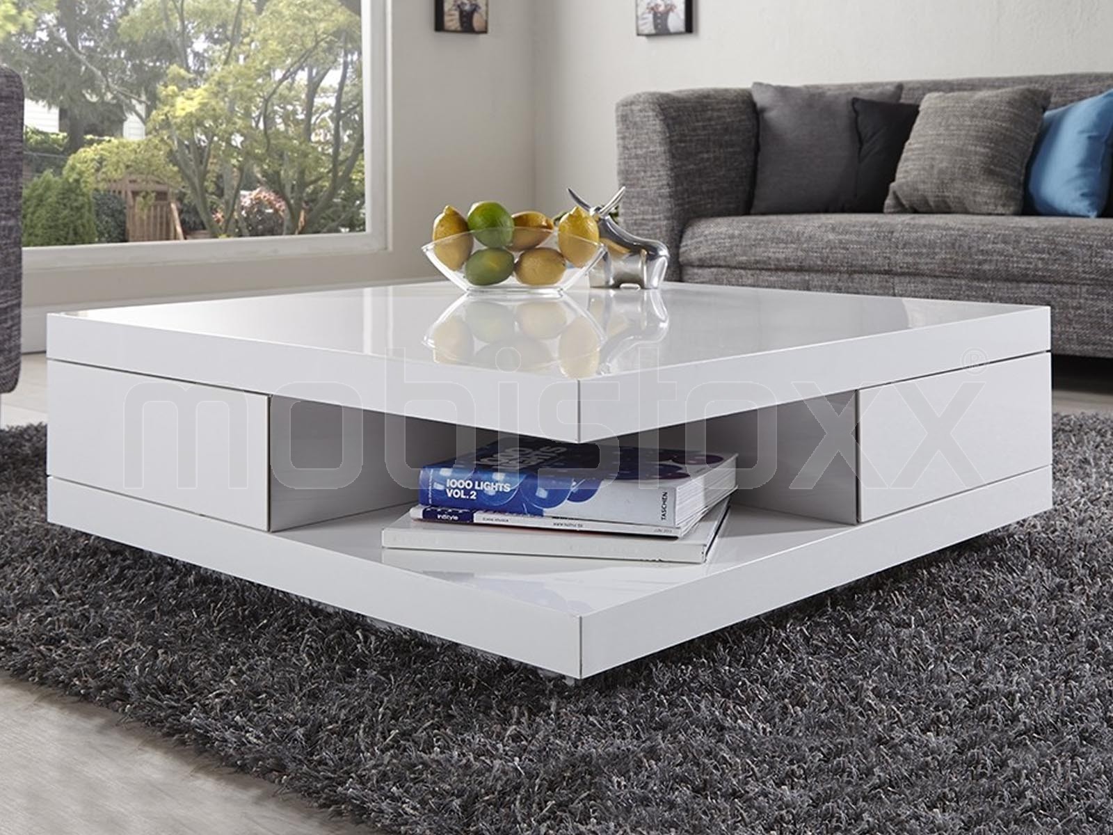Table basse design blanc laqué jazz