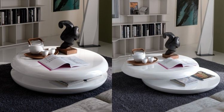 Table basse ronde pivotant