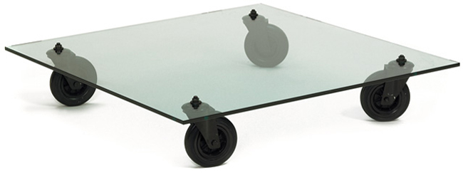 Table basse en verre sur roulette