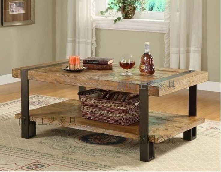 Table basse fer forge bois