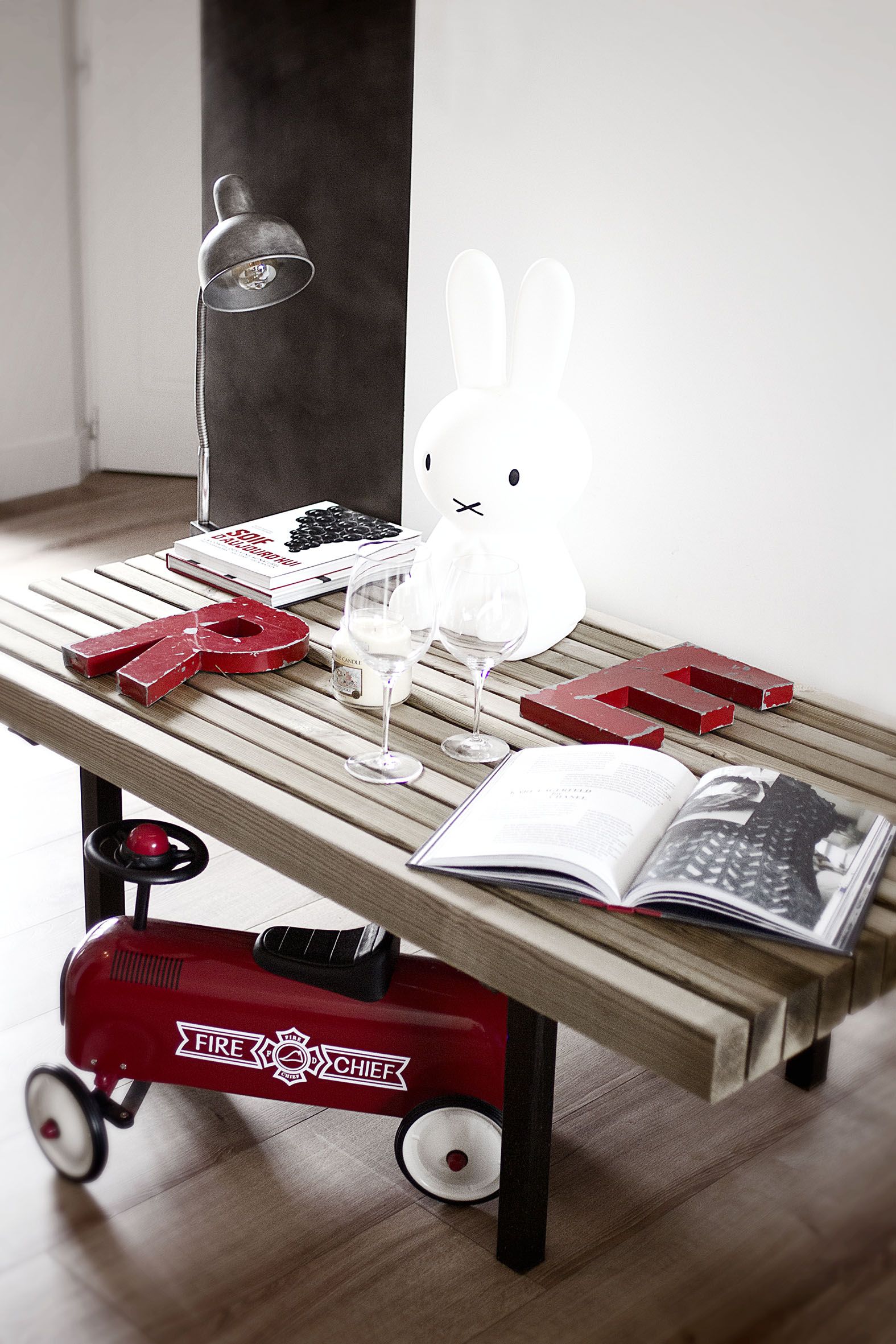Table basse metal et bois exterieur