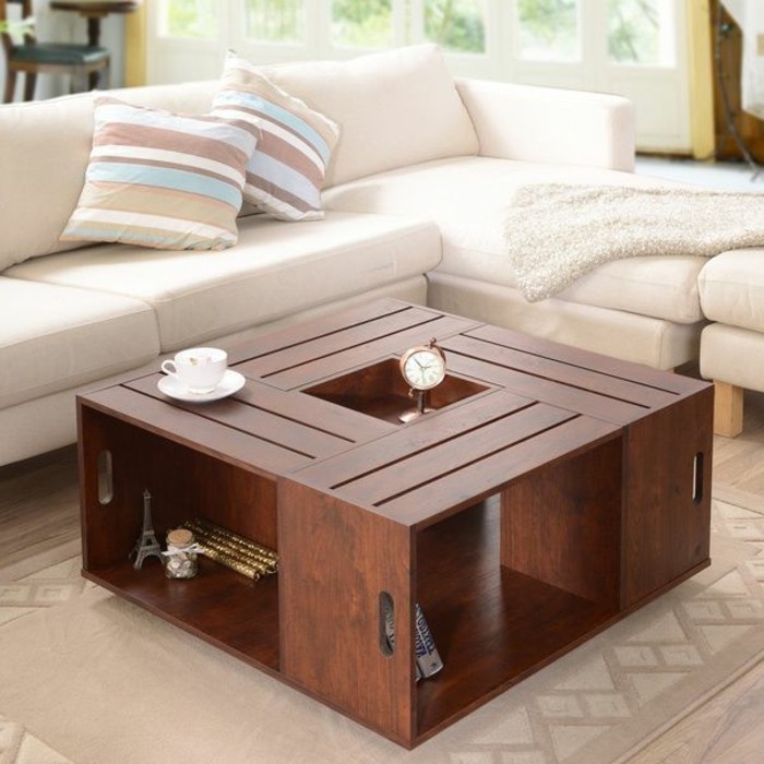 Salon table basse bois