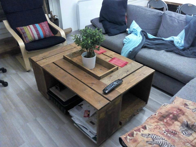 Table basse bois caisse