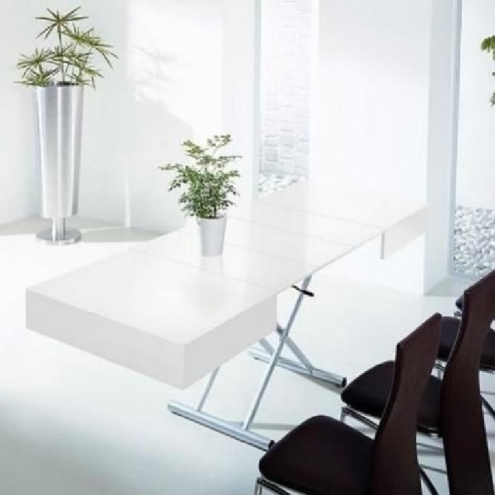 Table basse relevable extensible rouge