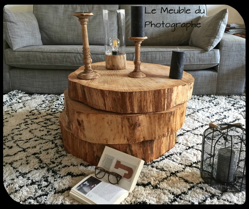 Table basse avec rondin de bois