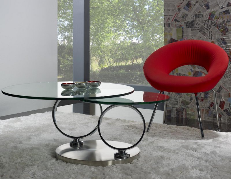 Table basse ronde verre inox