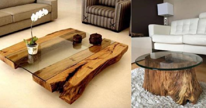 Table basse rectangle bois metal