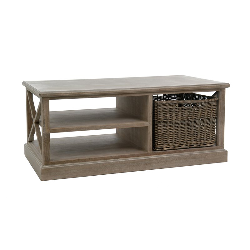 Table basse bois et osier