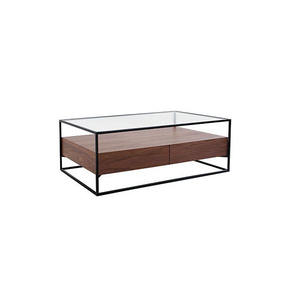 Table basse bois verre tiroir
