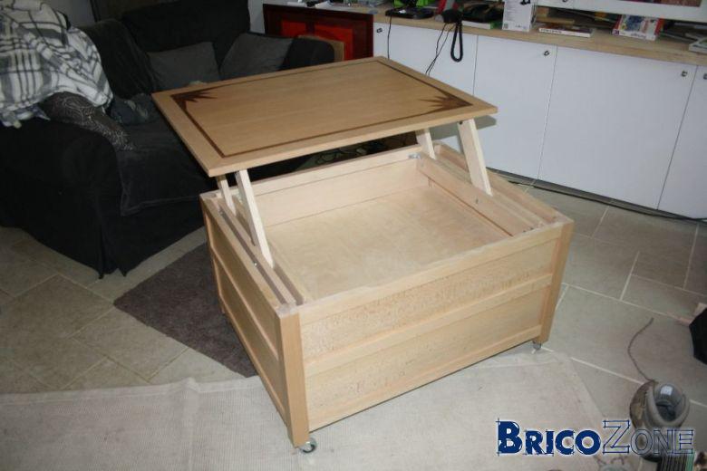 Fabriquer une table basse plateau relevable
