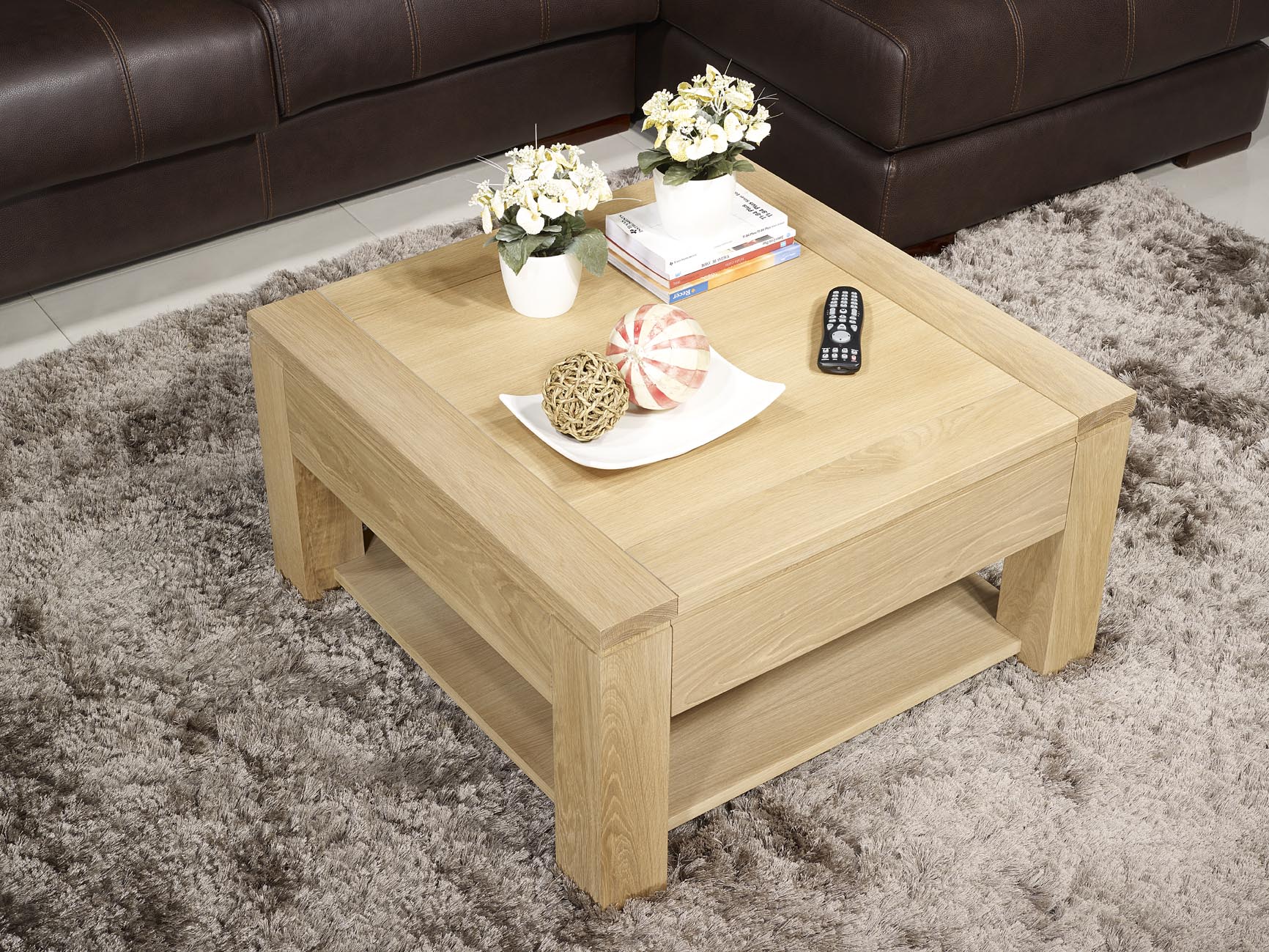 Table basse carre en bois massif