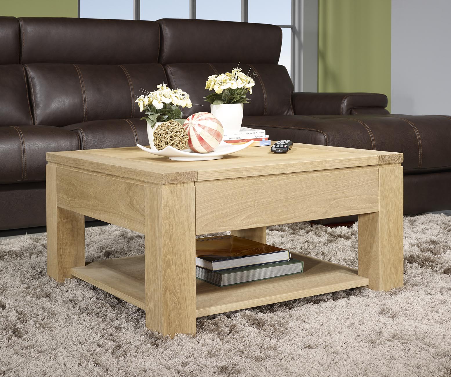 Table basse carrée bois massif
