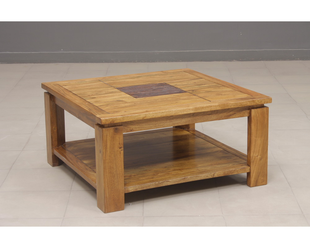 Table basse carré bois et chiffon