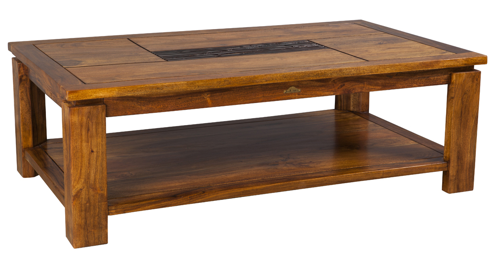 Table basse de salon bois et chiffons