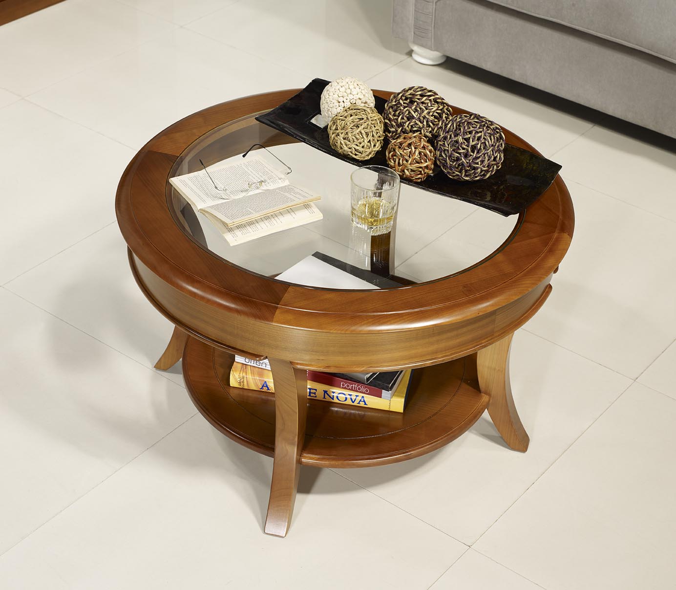 Petite table basse ronde bois brut