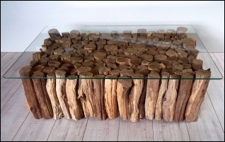 Table basse branche bois