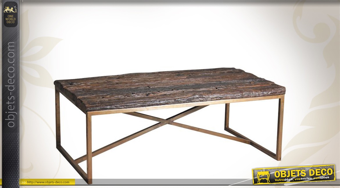 Table basse bois vieilli massif
