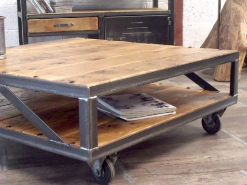 Table basse bois metal sur mesure