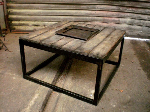 Table basse fer forgé plateau bois