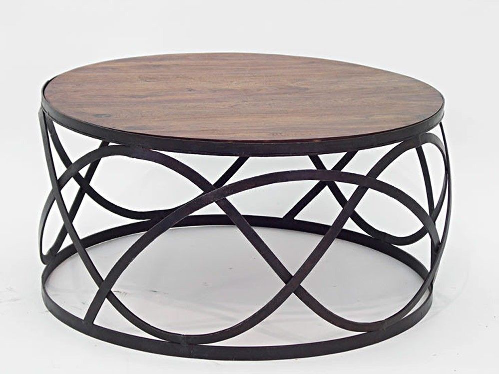 Table basse fer et bois ronde