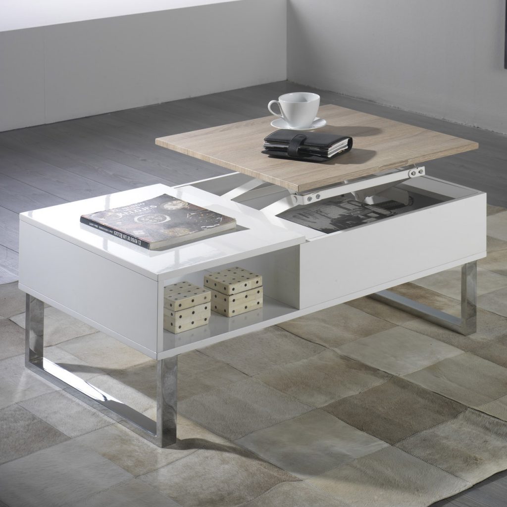 Table basse rectangulaire avec plateau relevable duna coloris noir