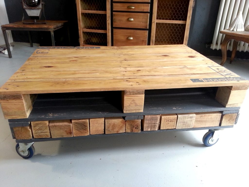 Table basse palette roue - Mobilier design, décoration d'intérieur