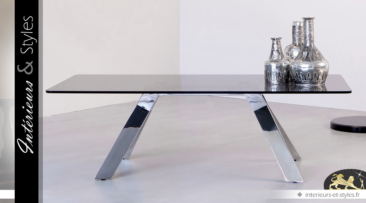 Table basse design plateau verre
