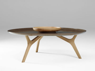 Table basse ronde bois clair