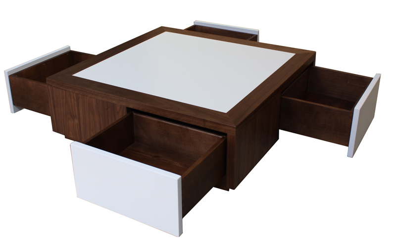 Table basse 4 tiroirs bois