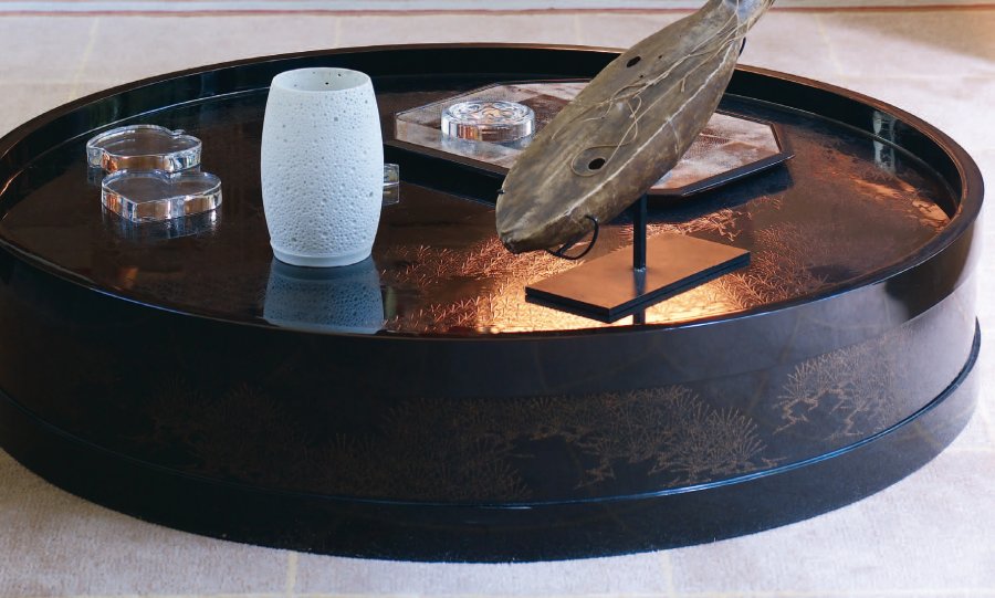 Table basse ronde bois noir