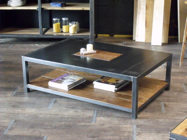 Table basse en bois avec rallonge