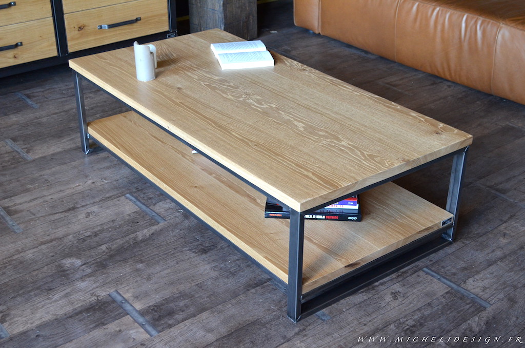 Table basse en bois 2 plateaux
