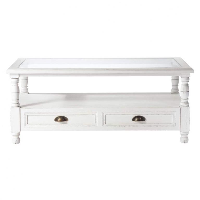 Table basse bois blanc tiroir