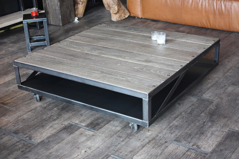 Table basse bois et grise