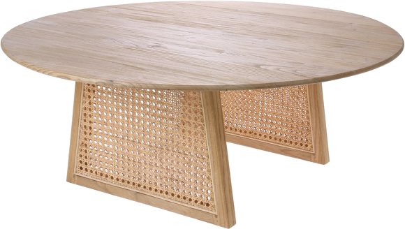Table basse bois et rotin