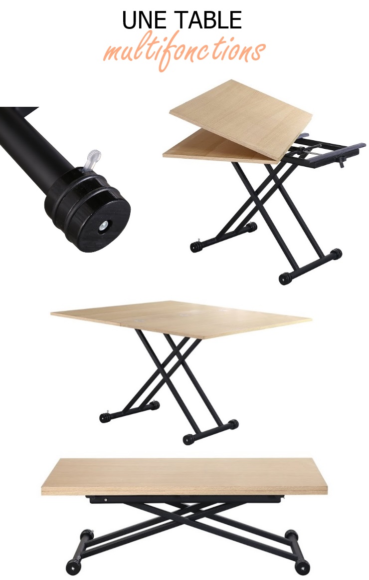 Swing table basse relevable style contemporain noir mat