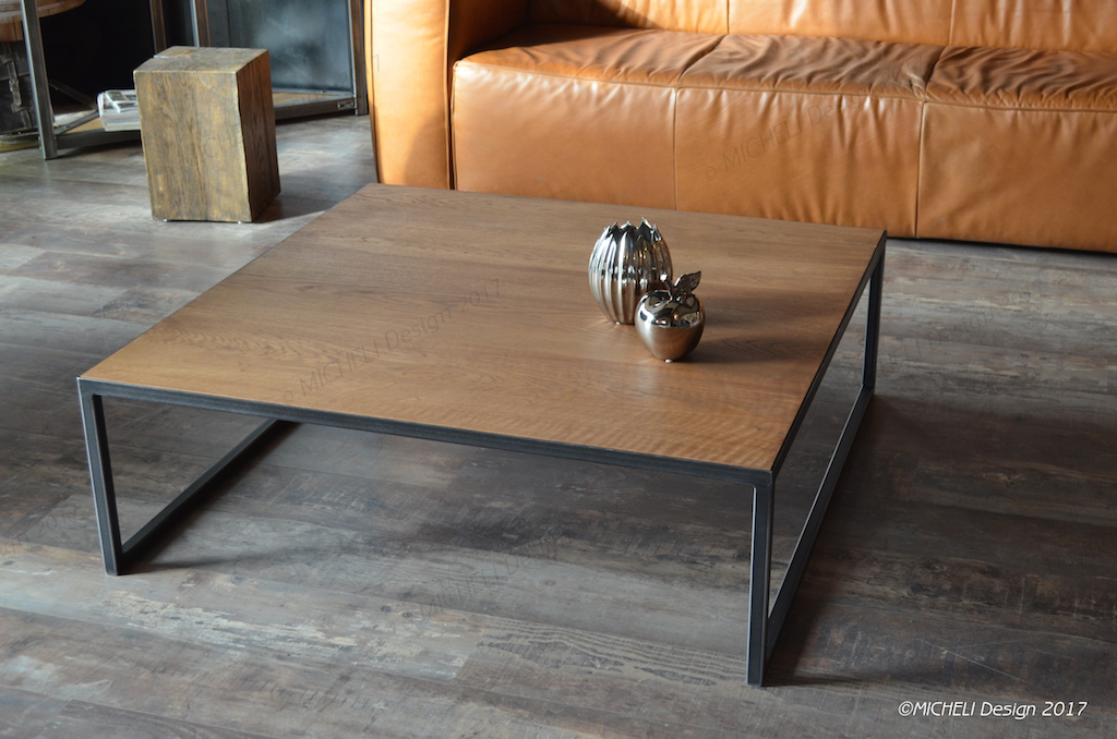 Table basse bois metal industriel