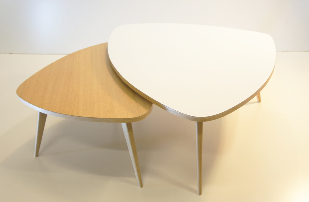 Table basse gigogne blanc et bois