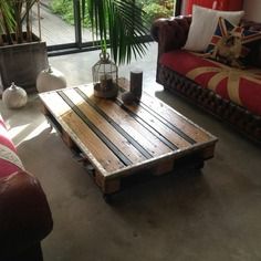 Table basse palette industrielle vintage