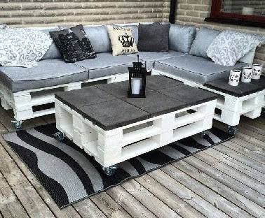 Table basse palette plateau verre