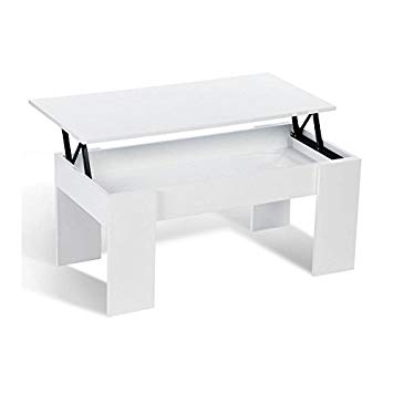 Kendra table basse blanc brillant plateau relevable