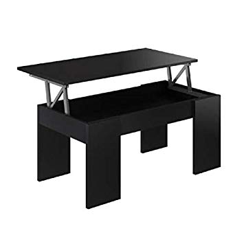 Swing table basse plateau relevable style contemporain blanc mat