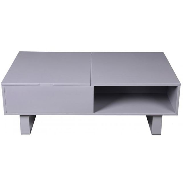 Table basse grise avec plateau relevable