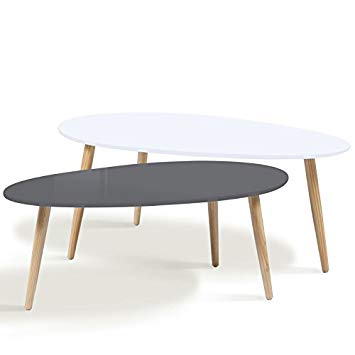 Table basse gigogne blanche et grise