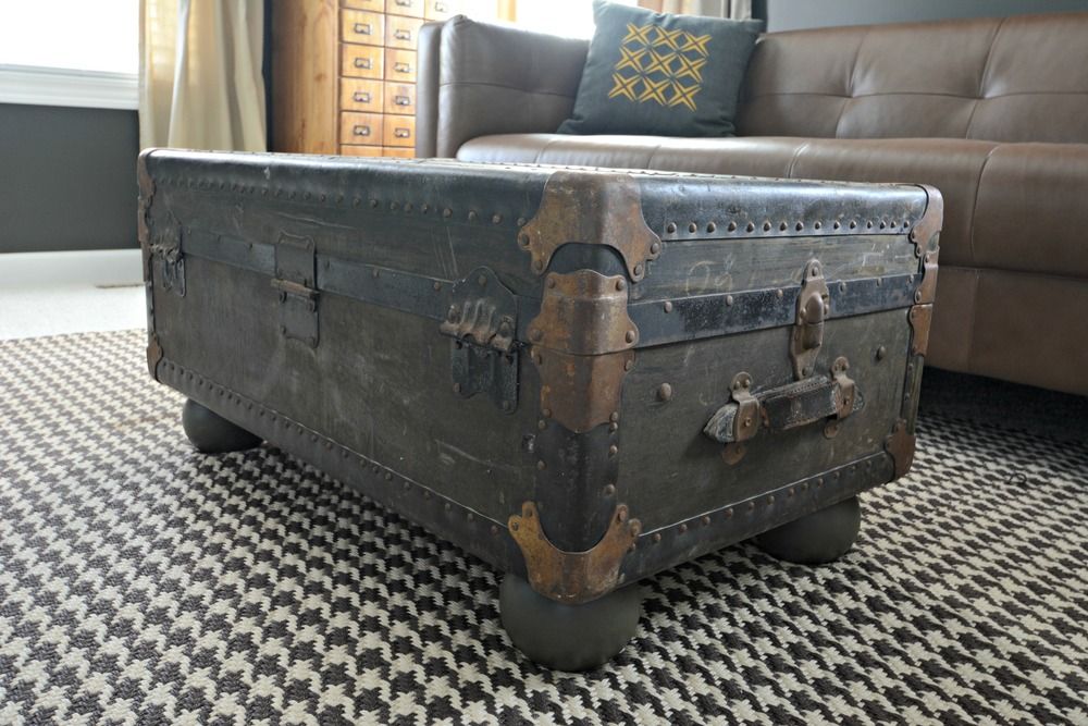 Malle bois table basse