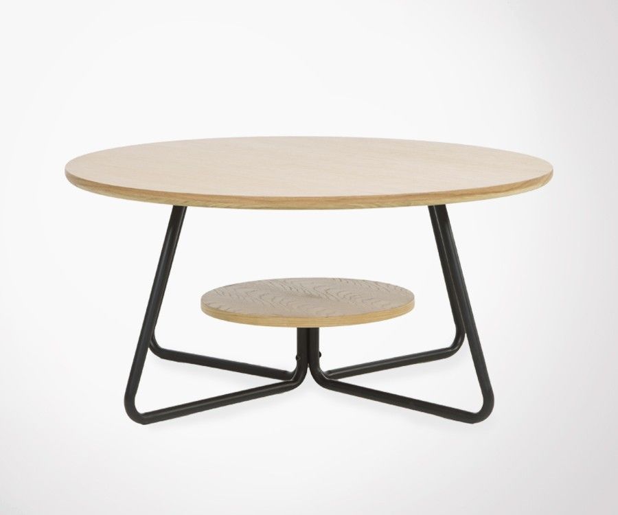Table basse industrielle bois clair