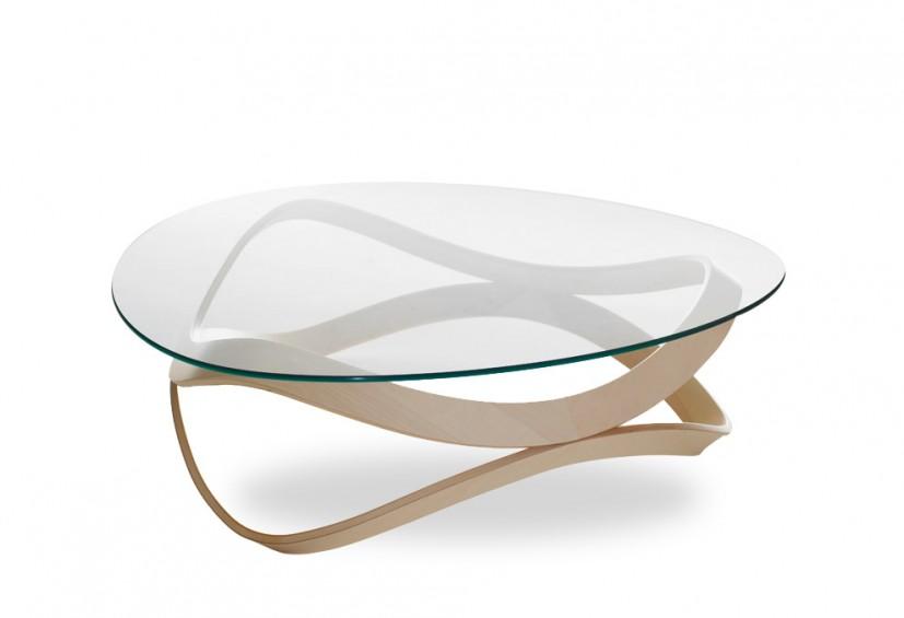 Table basse en verre triangulaire