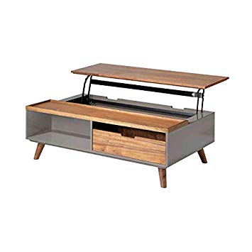 Table basse relevable blanc/noyer - lilau