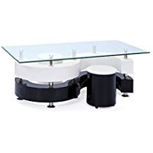 Table basse en verre avec pouf dimension